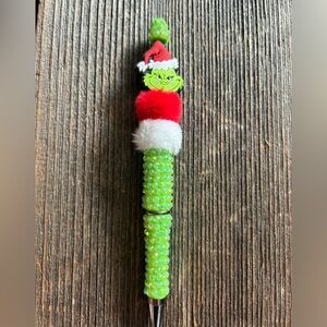 Green Beaded Grinch Keychain